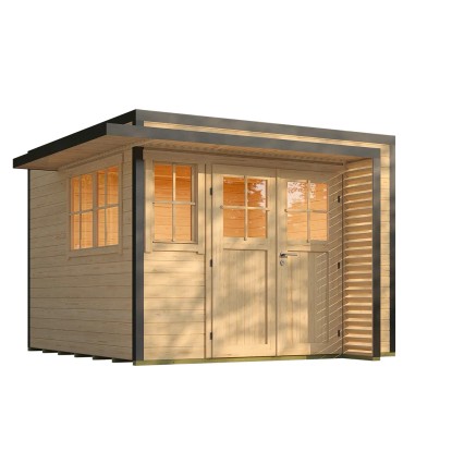 Weka Drevený záhradný domček Amberley 28mm V4, prírodný, 300 x 300 cm