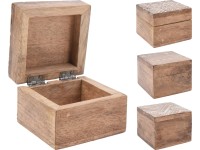 Koopman Dekoratívna truhlička z mangového dreva, rôzne druhy, 7 x 7 x 5 cm, 1 ks