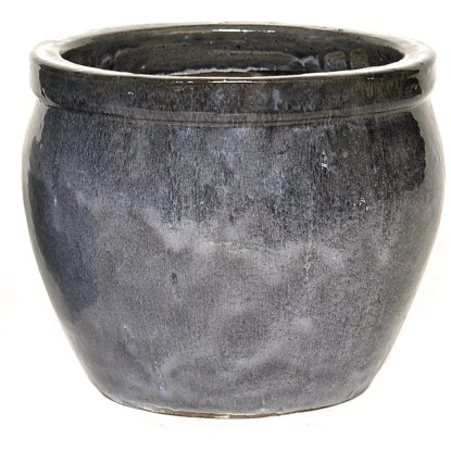 Mega Collections Kvetináč Glazed Delta Rim starožitná sivá pr. 21 x 16 cm