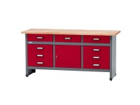 Küpper Dielenský pracovný stôl 12871, 1 dvierka/9 zásuviek (12 cm) 84x170x60 cm