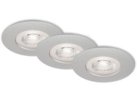 BRILO Vstavané LED svietidlo Kulana, 3 ks, stmievať., matný chróm, pr. 9 x 2,5 c