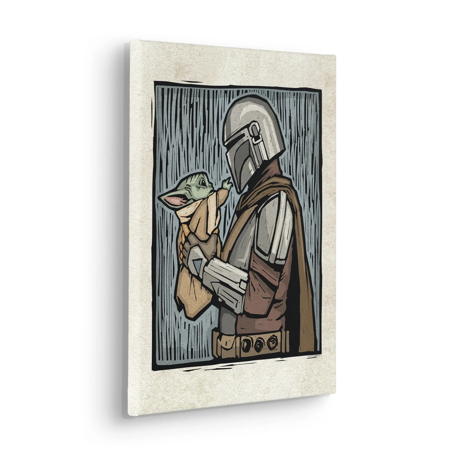 E-shop Komar Nástenný obraz na ráme Star Wars Mandalorian Lino-Cut 30 x 40 cm