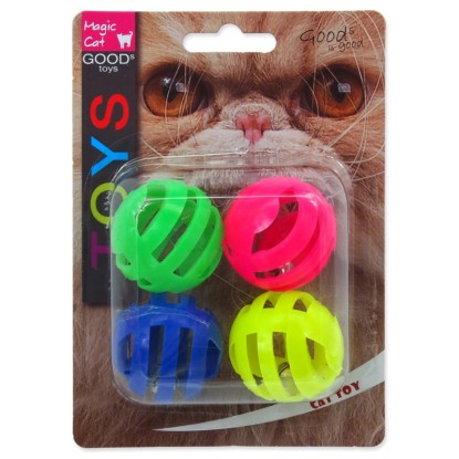 Magic Cat Goods Plastová dierovaná loptička s rolničkou, 4 ks, pr. 37,5 mm