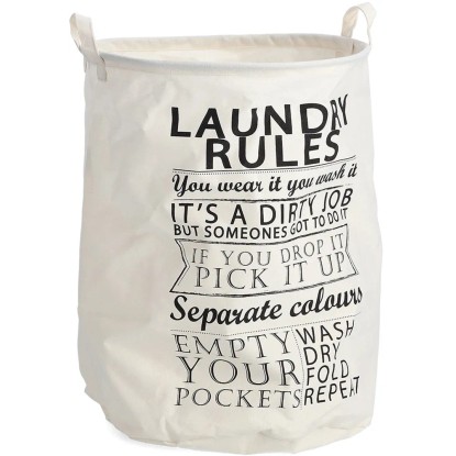 Zeller Present Látkový kôš na bielizeň Laundry Rules, béžová, pr. 38 x 48 cm