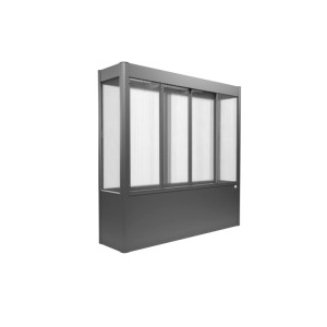Moderný skleník Biohort Florentina Midi kremenná sivá metalíza s priehľadnými panelmi pre vyvýšené záhony.
