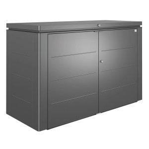 Biohort HighBoard 200 záhradný box v tmavosivej metalíze, univerzálny box s uzamykateľnými dverami.