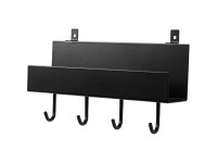 Denpanels Polica so 4 vešiakmi pre akust. panely+skrutky, čierna, 21,5 x 7 x 5cm