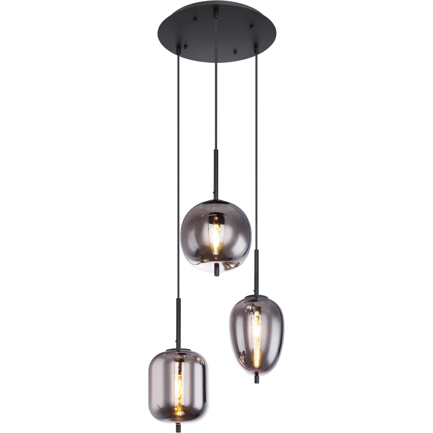E-shop GLOBO Závesné svietidlo BLACKY čierna/dymová E14 40 W pr. 460 x 1200 mm
