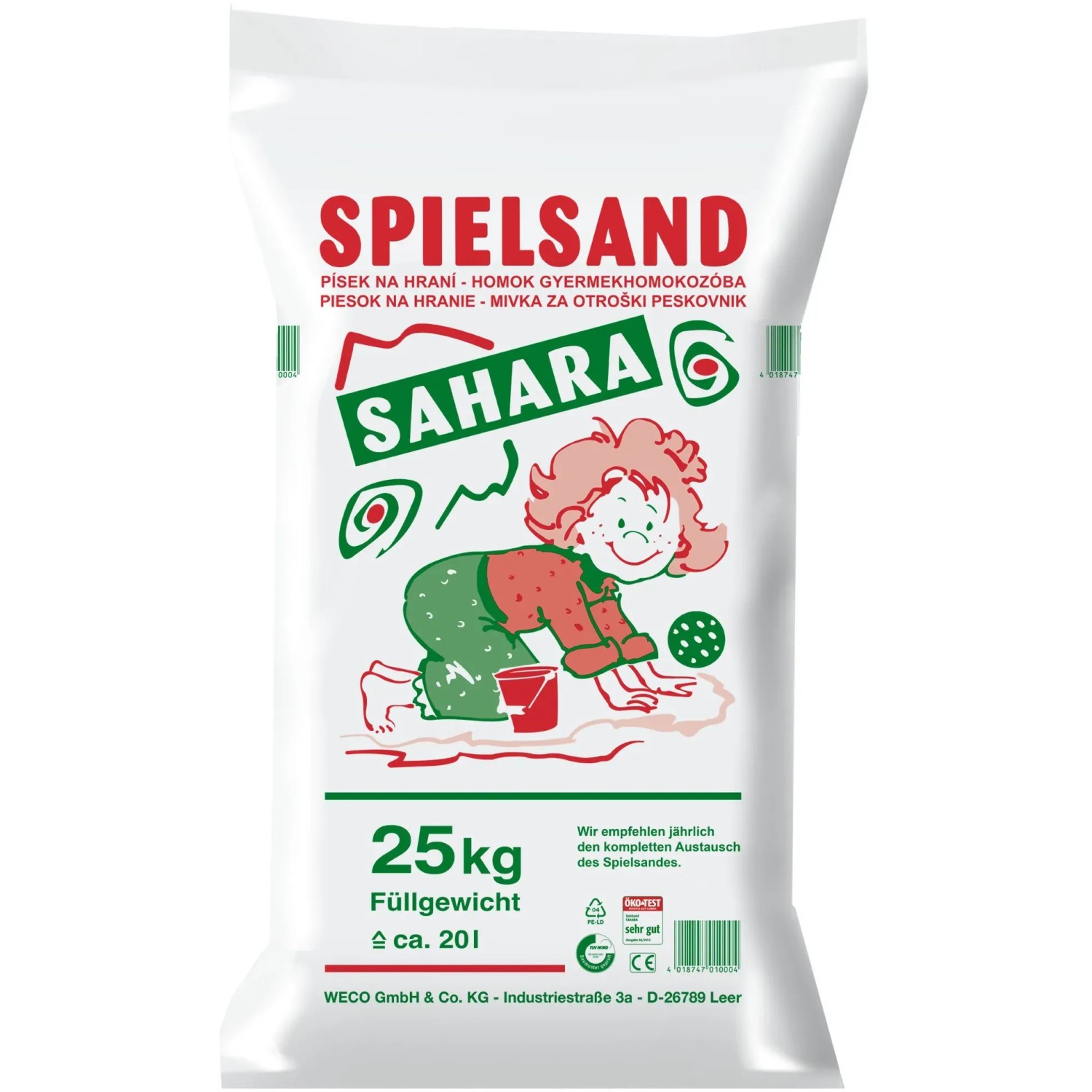 E-shop WECO Piesok do pieskoviska Sahara, 0-2 mm, 25 kg/vrece