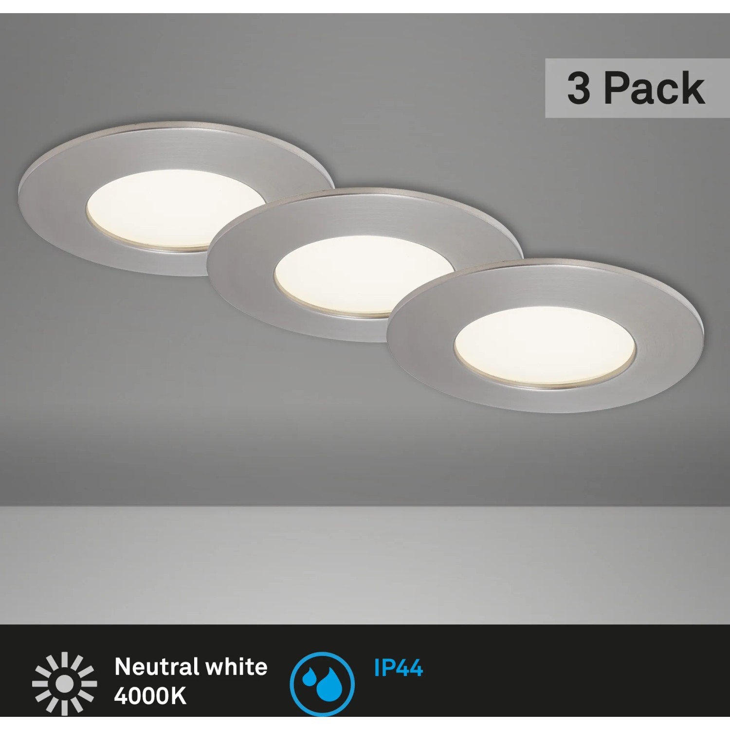 E-shop Briloner Vstavané LED svietidlo matný nikel V: 3 cm priemer: 8,5 cm