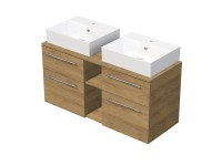 INTEDOOR Kúpeľ.skriňa+2umývadl BEE, úchyt chróm, 120cm, regál stred, dub Hickory