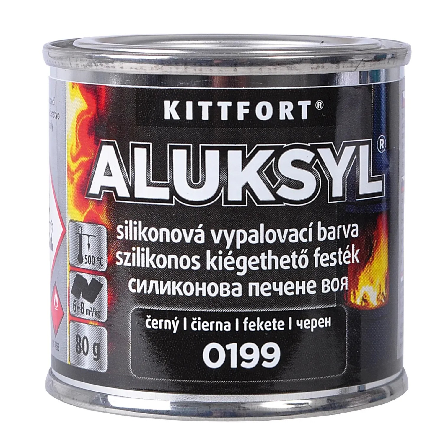 E-shop Kittfort Aluksyl Vypaľovacia silikónová žiaruvzdorná farba 0199 čierna, 80 g