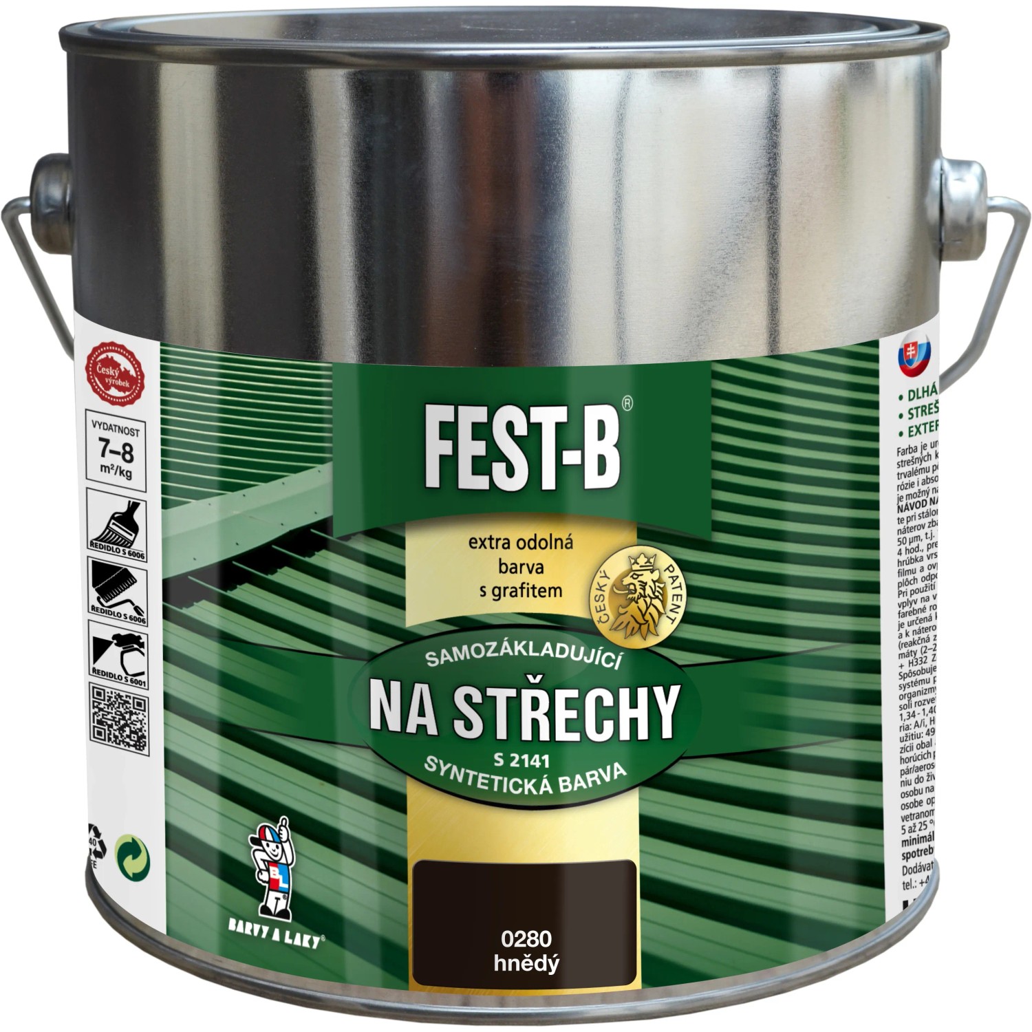 E-shop FEST-B Antikorózny náter na železo 2v1 na strechy S2141, 0280 hnedá, 2,5 kg