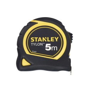 Stanley zvinovací meter Tylon, dĺžka 5 m, šírka 19 mm, čierne puzdro so žltými prvkami.