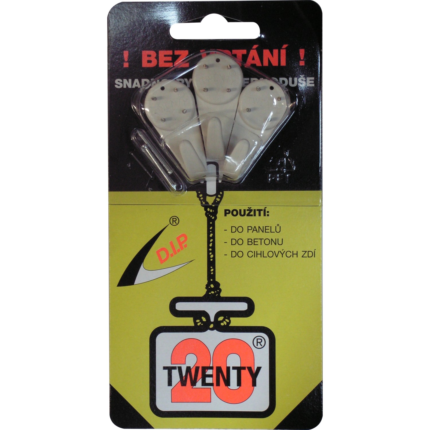 E-shop D.I.P. Háčik bez vŕtania TWENTY MAXI, 3 ks