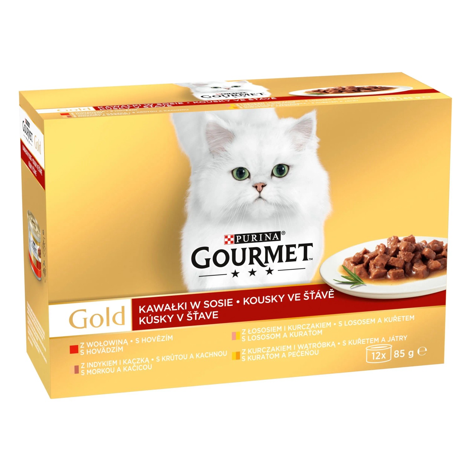E-shop Gourmet Gold Konzervy pre mačky hovädz.morka/kačica,losos/kurča,kurča 12x85g