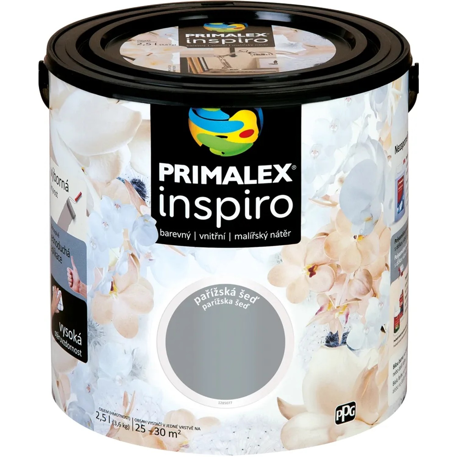 E-shop PRIMALEX Farebný vnútorný maliarsky náter Inspiro parížska sivá 2,5 l