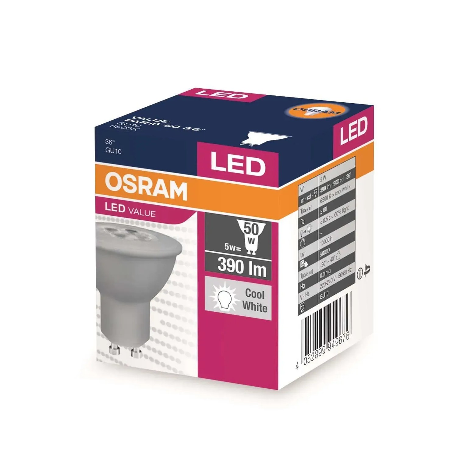 E-shop LED žiarovka VALUE PAR16 50, studená biela