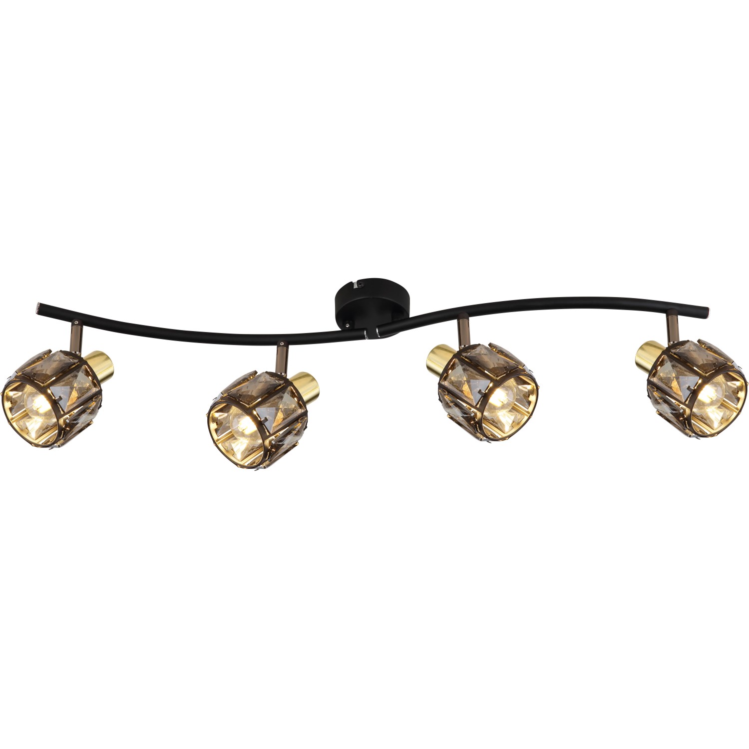 E-shop GLOBO 4bodové svietidlo INDIANA čierna/zlatá/dymová E14 40 W 700 x 315 x 180 mm