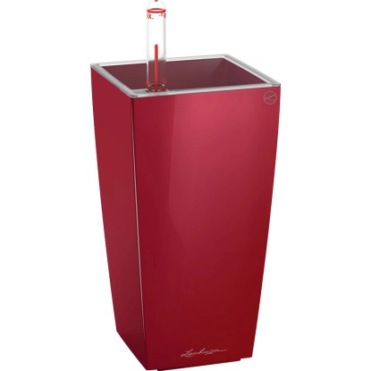 Lechuza Samozavlažovací kvetináč MINI CUBI šarlát.červ.lesk, 9,5 x 9,5 x 18,5 cm