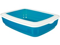 Jollypaw Toaleta pre mačky s okrajom 38 cm x 11 cm x 50 cm modrá/biela otvorená