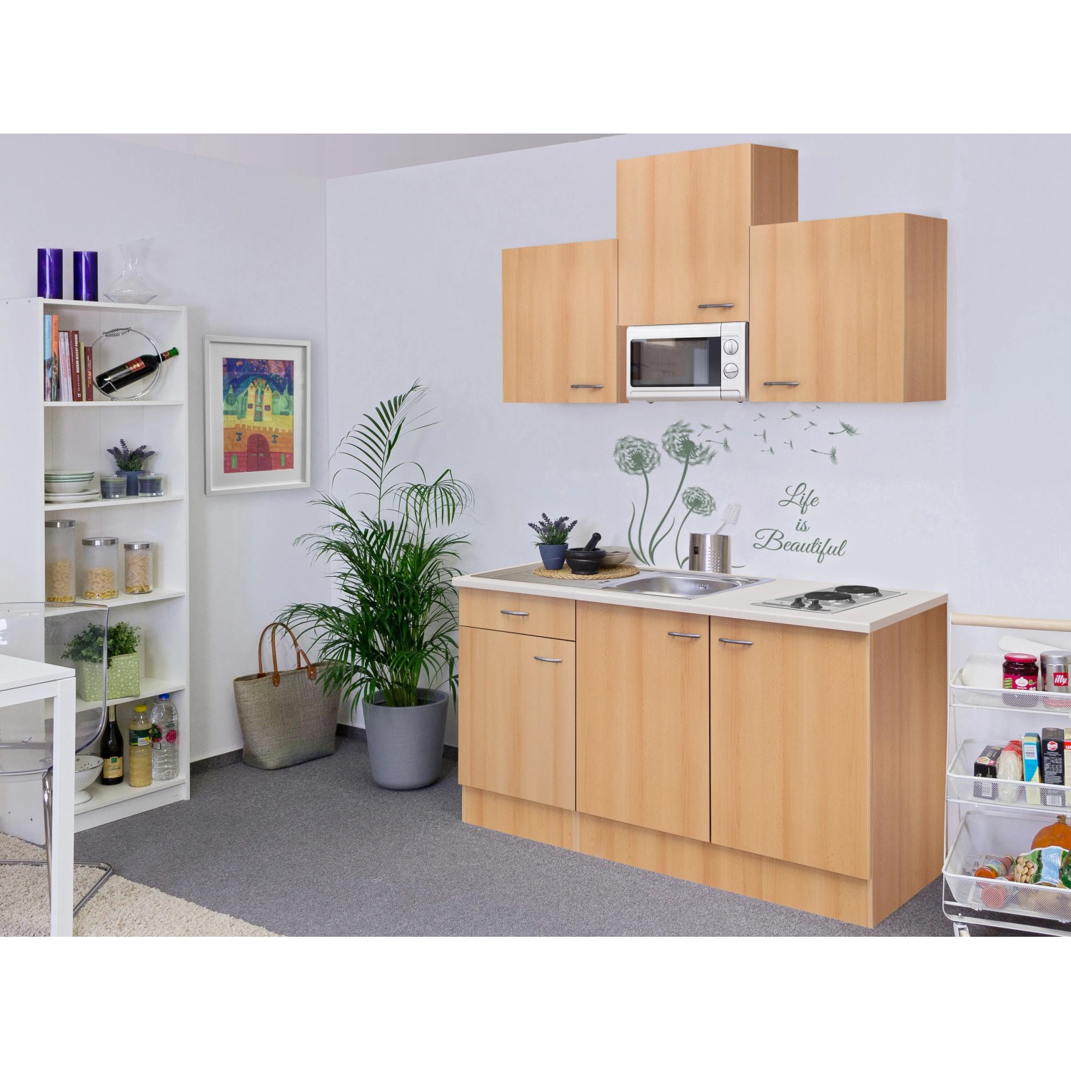 E-shop Flex-Well Kuchyňa Nano 150 cm/typ 3 - mikrovlnka/varná doska