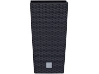 Prosperplast Vysoký kvetináč ratanový vzhľad 33 cm x 33 cm x 61 cm antracitový