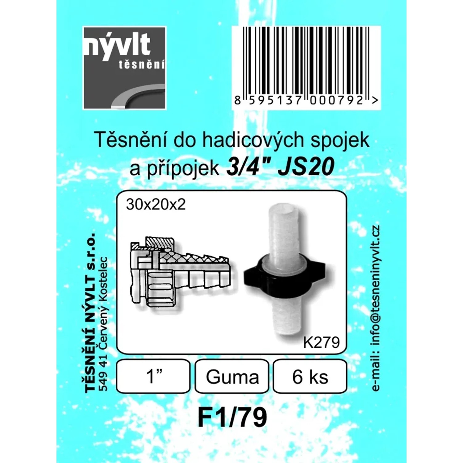 E-shop Tesnenie do hadicových spojok a prípojok 3/4 JS20, 6 ks