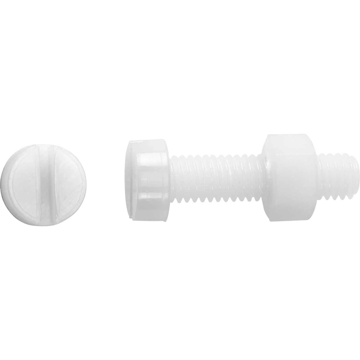 E-shop Závitová skrutka s valcovou hlavou PZ plastová biela M6 x 40 mm, 8 ks + matica