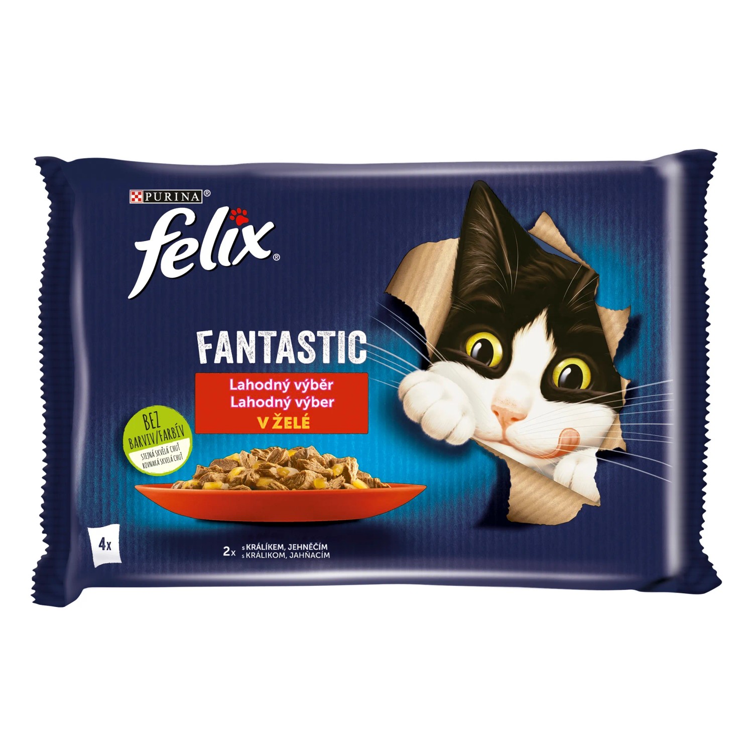 E-shop Felix Fantastic Kapsičky pre mačky králik, jahňacie v želé 4 x 85 g