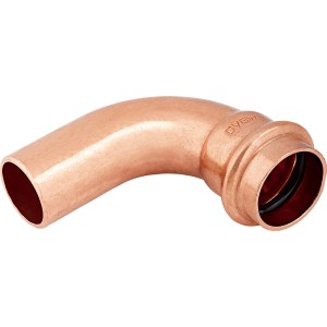 Medené lisovacie koleno, 22 mm, 90 stupňov pre inštalácie medených rúrok.