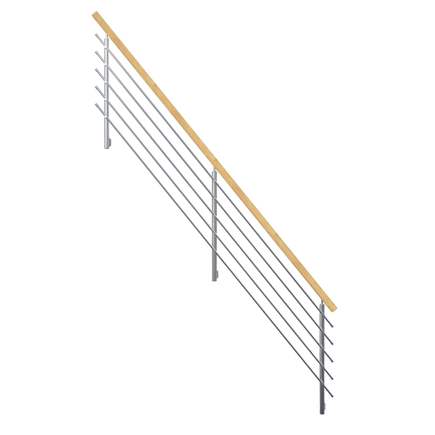 E-shop StarWood Dizajnové nerezové zábradlie s hranatým smrekovým madlom 362 cm