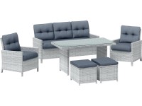 Zostava záhradného nábytku s jedálenským stolom Luciara, oceľ/ratan, 6dielna