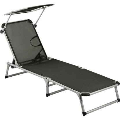 Ležadlo na slnenie so strieškou antracitové