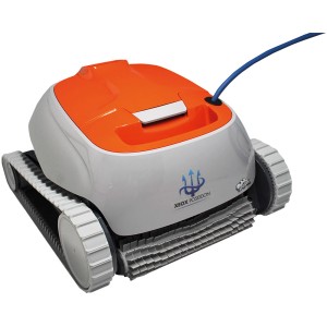 Kwad Aqua Robot XEOX Poseidon robotický čistič bazénov, bočný pohľad.