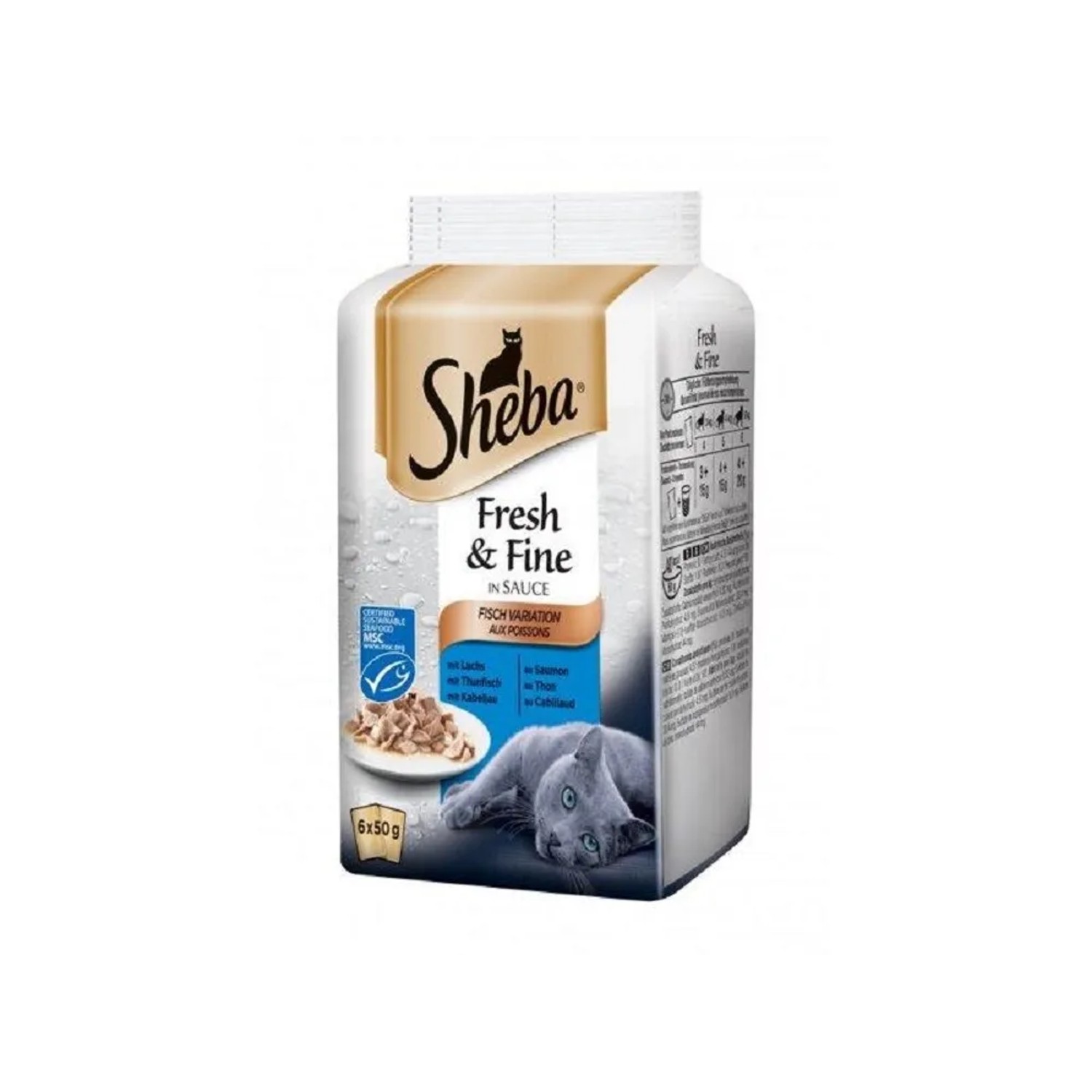 E-shop Sheba Kapsičky pre mačky Fresh&Fine rybie v šťave 6 x 50 g