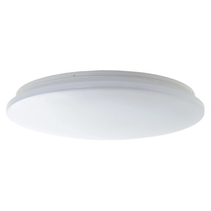 Biele, okrúhle LED stropné svietidlo Tribola, priemer 48,5 cm. Moderná lampa do kuchyne, chodby alebo pivnice.