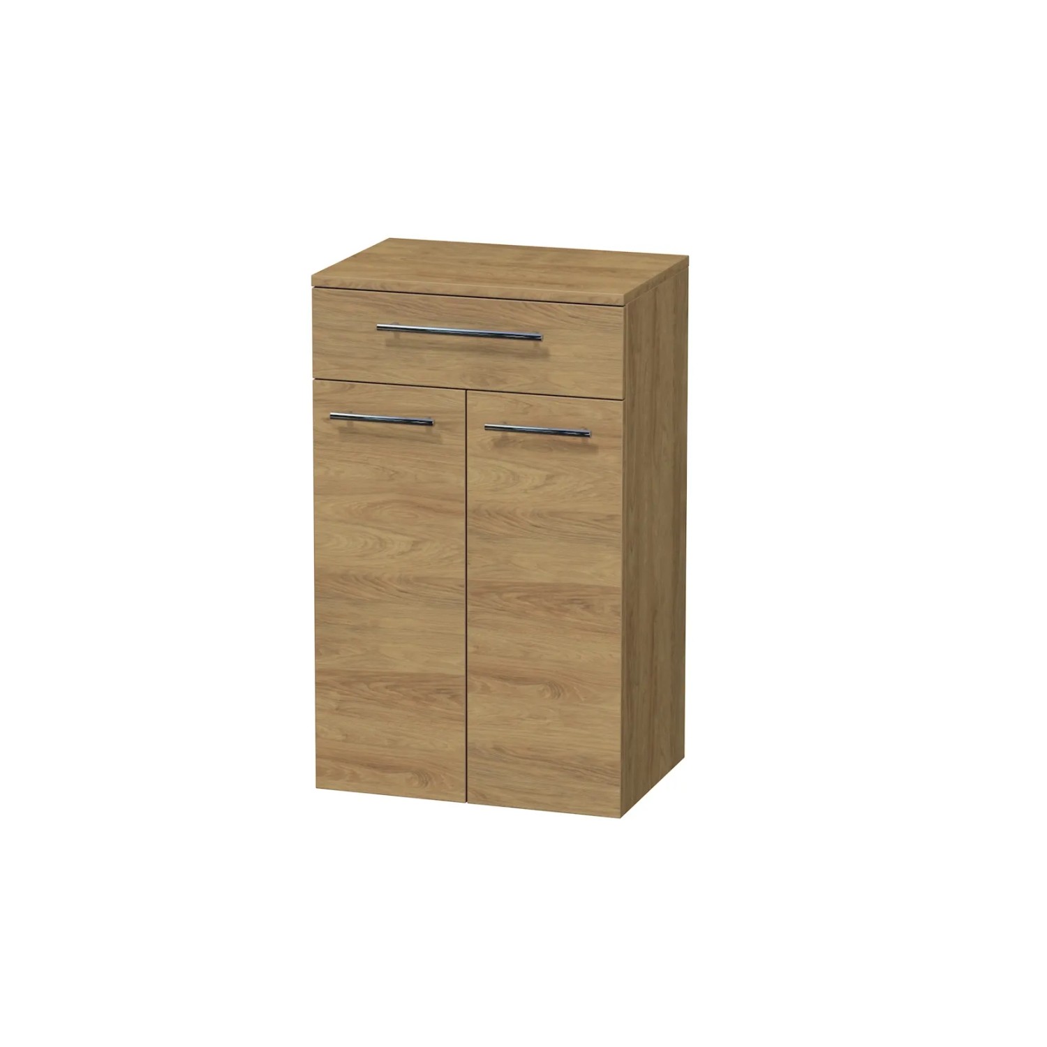 E-shop INTEDOOR Nízka skriňa BEE, úchyt chróm, 1 zásuvka, 2 dvere, š. 50cm, dub Hickory