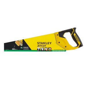 Ručná píla Stanley Jetcut, hrubý rez, 380 mm, žlto-čierna, ideálna na prácu s drevom.