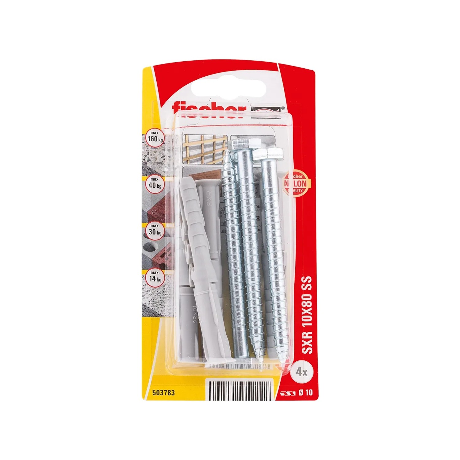 E-shop Fischer Rámová hmoždinka SXR 10 x 80 SS K NV so skrutkami, 4 ks