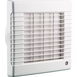 Biely kúpeľňový ventilátor Ø 125 mm so žalúziou a dobehom. Pre kúpeľňu, kuchyňu a obývaciu izbu.