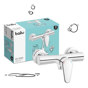 Chrómová sprchová batéria baliv DU-5060 pred obalom produktu. Jednopáková batéria do sprchy.