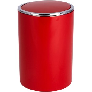 Červený výklopný odpadkový kôš Wenko Inca, 5 l, s chrómovaným okrajom do kúpeľne alebo kuchyne.