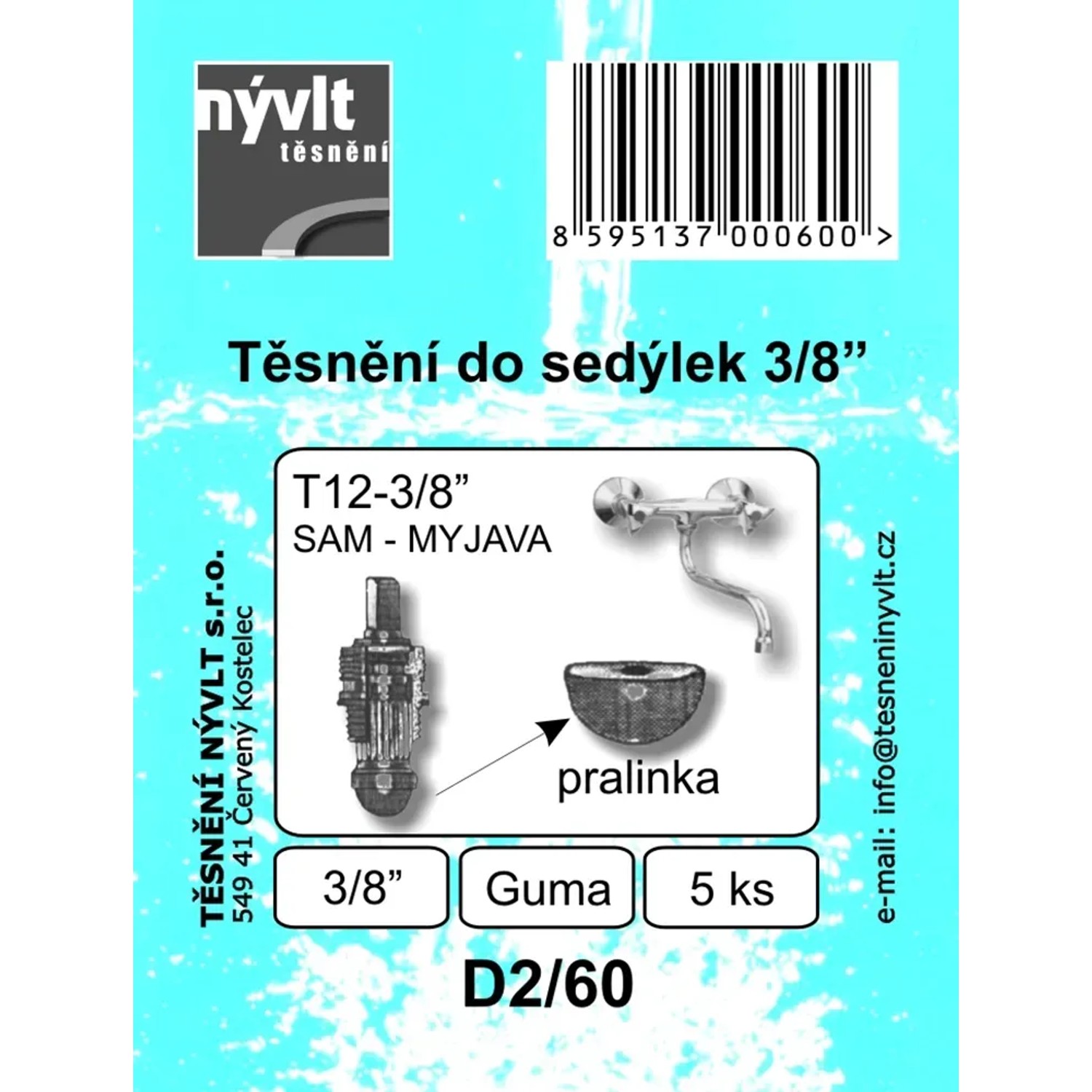 E-shop Súprava polguľatých tesnení do sedielok 3/8 guma, 5ks