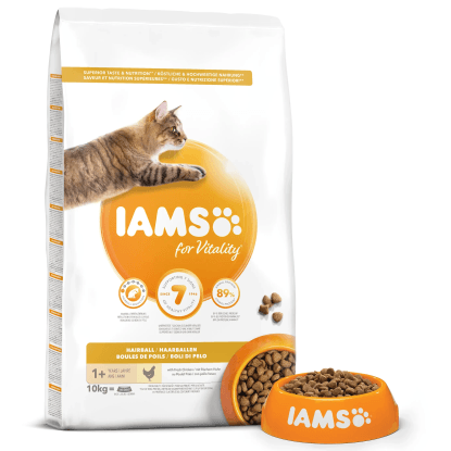 IAMS Granule pre mačky HAIRBALL s čerstvým kuracím 10 kg
