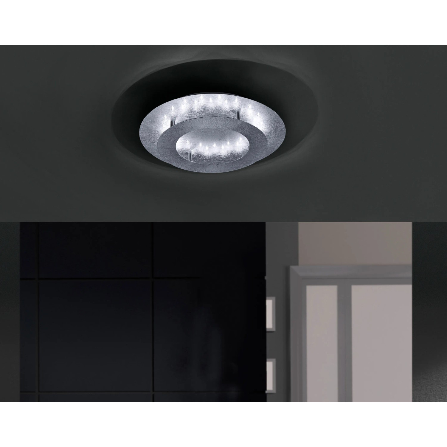 E-shop Paul Neuhaus Stropné LED svietidlo Nevis, 18 W, železo, strieborná, pr. 40 cm