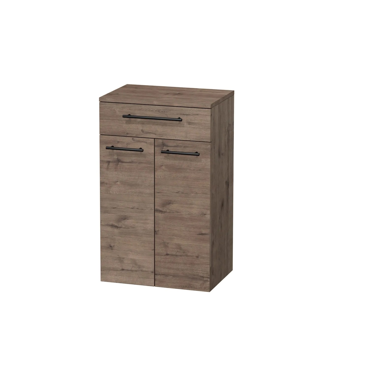 E-shop INTEDOOR Nízka skriňa BEE, úchyt čierny, 1zásuvka, 2dvere, š.50cm dub Wellington