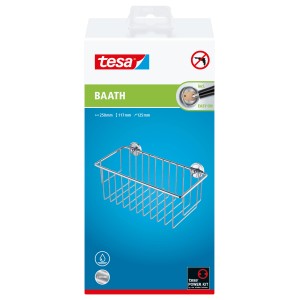 Tesa Baath Plus chrómovaná sprchová polička s hlbokým dnom na sprchové potreby.
