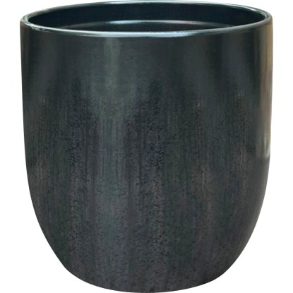 Keramický kvetináč, lesklá antracitová, pr. 14 x 13 cm