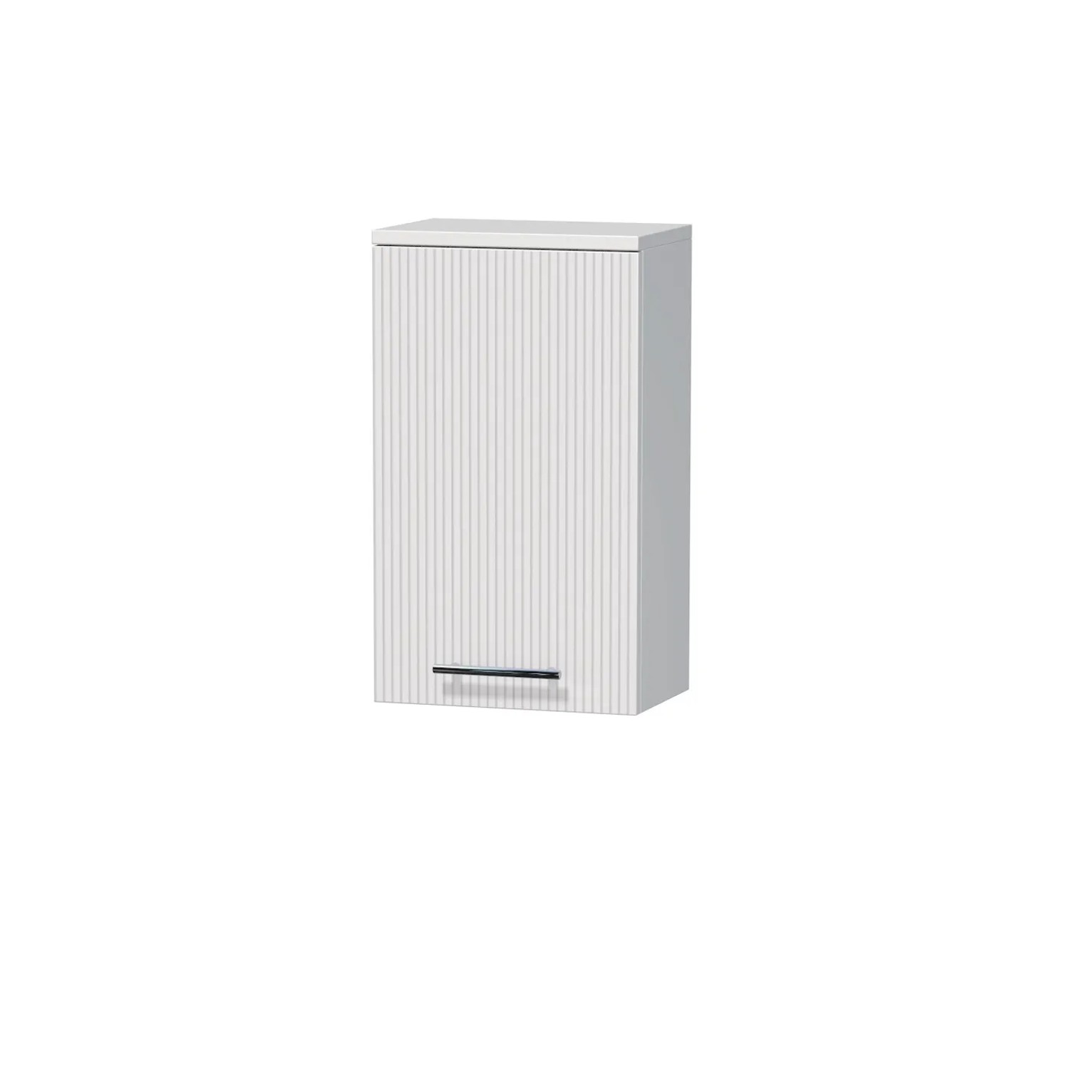 E-shop INTEDOOR Horná závesná skriňa BEE pravá, úchyt chróm, š. 35cm, biela 3D pruhy